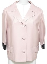 MARNI Jacket Leather Coat Blush Pink Black 3/4 Sleeve Pocket Sz 44 Summer 2014 - £930.07 GBP