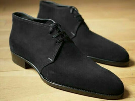 Handmade Men&#39;s Black Chukka Suede Leather Boot Men&#39;s Lace Up Suede Ankle... - €111,47 EUR+