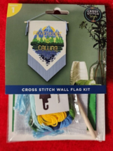 Nip / Sealed Cross Stitch Wall Flag Kit &quot;Adventure Calling&quot; Rv Camping Van Life - £9.48 GBP