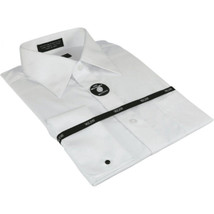Mens Milani dress shirt cotton Blend easy wash long sleeves white French... - $29.99