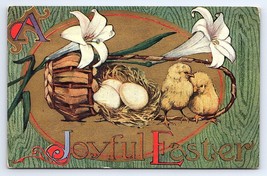 Postcard A Joyful Easter Lillies Chicks Eggs Series No. 77 - £3.56 GBP