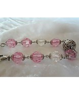 Pink and White Faceted Beads &amp; Filigree Beads Bracelet - £7.60 GBP