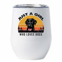Just A Girl Who Loves Black Labrador Dog Tumbler 12oz White Cup Gift For Dog Mom - £17.87 GBP