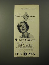 1954 The Plaza Hotel Ad - The Persian Room presents Mindy Carson - £14.78 GBP
