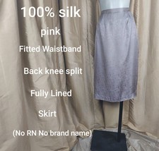 100% Silk Pink Print Fully Lined Skirt Size 10 - $14.00