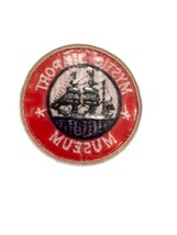 Mystic Seaport Connecticut Tall Ship Red White Blue Round Embroidered Patch - £4.66 GBP