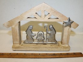 Christmas Nativity Scene Holiday Décor Wood and Aluminum 10 inch - $16.00