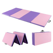 Folding Gymnastics Mat 8&#39; x 4&#39; x 2&quot; Tumbling Exercise PU Leather Cover Y... - £133.39 GBP