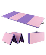 Folding Gymnastics Mat 8&#39; x 4&#39; x 2&quot; Tumbling Exercise PU Leather Cover Y... - £136.21 GBP