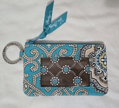 Vera Bradley Totally Turquoise Zip ID Case Wallet Keychain Retired NWOT - $202.98 MXN