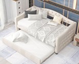 Upholstered Twin Size Daybed With Trundle,Solid Wood Bedframe W/Sofabed ... - $700.99