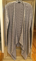 Eileen Fisher Cotton Open Front Gray Knit LS Waterfall Cardigan Sweater ... - £35.59 GBP