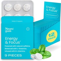 NeuroGum | Nootropic Energy Caffeine Gum | 40mg Caffeine + 60mg L-theanine + B - £48.93 GBP