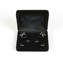 Men's J.Valintin Tuxedo Shirt Cufflinks Stud Set Black Silver 92565 image 8