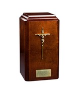 Catholic cremate casket wood urn for ashes for human decorative wooden u... - $2,566.80 MXN