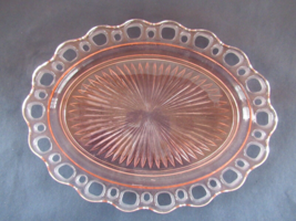 Vtg Depression Glass Anchor Hocking platter lace edge  tray oval Old Colony - $19.55