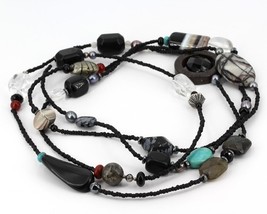 Retired Silpada 60&quot; Beaded Boho Necklace Sterling Agate Turquoise Jasper... - £23.69 GBP