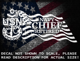 US Navy Chief Retired in US Flag Vinyl Decal US Seller US Made - $126.14 MXN+