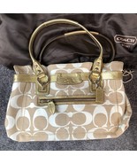 COACH Signature Handbag C. PENELOPE SHANTUNG Shoulder Bag 13289 Beige Tote - £43.16 GBP
