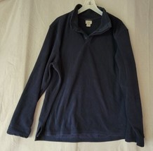 LL Bean Mens XL Henley Fleece Jacket Pullover Navy Blue - £13.20 GBP