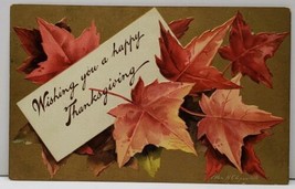 Ellen Clapsaddle Thanksgiving Fall Foilage Golden Embossed 1909 Postcard C8 - £10.35 GBP