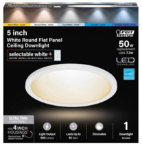 Feit Electric 74202/6WYCA 5&#39;&#39; White Round Flat Panel Ceiling Downlight - $16.92
