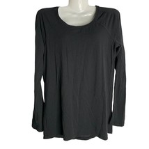 Lululemon Pullover Long Sleeve Shirt S Black Round Neck High Low Stretch - £22.39 GBP