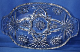 Anchor Hocking Stars and Bars 2 Part Relish Dish Clear Divided 10&quot; Candy... - £7.80 GBP