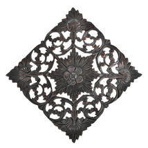 Rustic Décor Floral inspired Vintage Design Hand Carved Wooden Wall Art 12"x12" - $31.67
