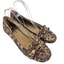 Anne Klein Karena Flats Womens Size 8.5 Leopard Fabric Shoes iFlex Loafer Bow - £19.42 GBP