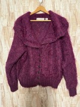 Vintage Evan Picone 2X Mohair Cardigan Sweater Womens Purple Artsy Cottagecore - $44.88