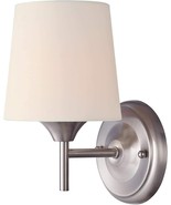 One-Light Indoor Wall Fixture in Brushed Nickel Finish with White Linen ... - $693.16 MXN