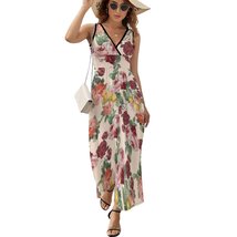 Mondxflaur Classic Rose Summer Dresses for Women V-neck Sleeveless Long Dress - £28.66 GBP+