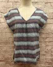 KAVU Womens Sundale Striped V Neck Cap Sleeve Sleeveless Top Shirt Casual Size S - £19.16 GBP