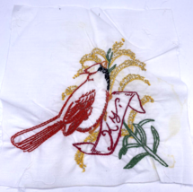 Kentucky Bird Embroidered Quilted Square Frameable Art State Needlepoint... - $27.90