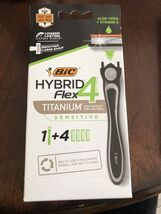 New Bic Flex 4 Sensitive Hybrid Titanium Men&#39;s Razor 1 Handle + 4 Cartri... - €8,56 EUR