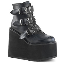 DEMONIA SWI105/BVL Wedge Platform Punk Gothic Buckle Straps Women&#39;s Ankle Boots - £83.34 GBP