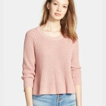 Madewell Blush Pink Linen Cotton Crop Swing Sweater Sz S EUC - £28.48 GBP