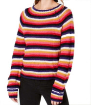CRAVE FAME Juniors Fluffy Striped Sweater Size Small Color Pink Combo - £14.13 GBP