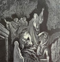 Resurrection Of Lazarus Dore Woodcut Printing 1950 Religious Bible Art DWY8C - £39.17 GBP