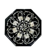 Black Marble Coffee Table Top with Mother of Pearl Inlay Work Handmade T... - $979.00