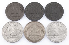Lot of 6 German Empire &amp; Weimar Republic Coins (1910 - 1922 10 Pf - 50 Pf) - £36.53 GBP