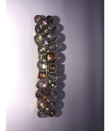 MULTI COLOR BROWN LUCITE JEWELED METAL HAIR BARRETTE - $16.04