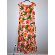 1960s Pink Green Floral Psychedelic Hawaiian Resort Empire Waist Maxi Dr... - $120.00