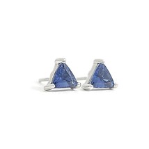 Authenticity Guarantee 
Trillion Blue Sapphire Gemstone Triangle Stud Earring... - £628.17 GBP