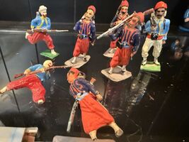 RARE 7 LOT VINTAGE ANTIQUE CAST IRON METAL LEAD OLD TOY SOLDIERS SOLDIER... - $52.25