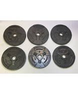 (6) Weider 5 Pound Weight Plates 1" Hole Easy Grip Iron Weightlifting 30 Pounds - $64.34