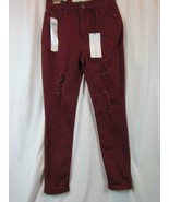 NWT Tinseltown High Rise Skinny Dark Red Five Pocket Destroyed Sz 7 W28 ... - £6.34 GBP