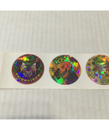 Vintage skull and bulls eye prismatic round stickers dem bones Mr. bones  - $47.57 CAD