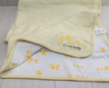 Carters  I love my Family Ducks yellow Baby Receiving Blanket white stripes - $13.50